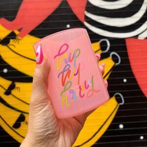 Hip Hip Hooray Double Old Fashioned Cocktail Glass | Classic Tinted Pink Glass